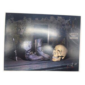 LE GM Harley Davidson motorcycle print artwork signed Wright 12/50 16x12" READ